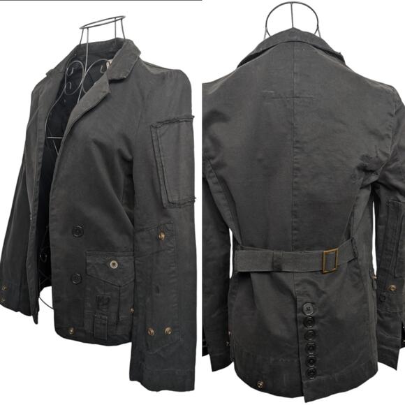 Zadig & Voltaire Vladimir Grunge Open Front Cotton Black Jacket Blazer Small - Picture 1 of 14